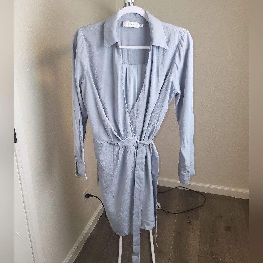 Greylin Shirt Dress True Wrap Long Sleeve Vneck Casual Small